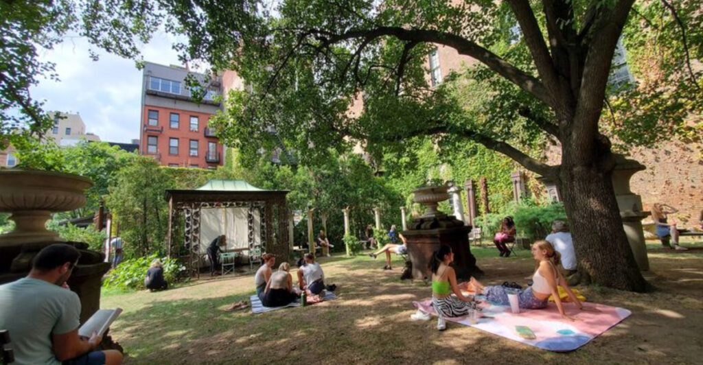This New York Garden Turns Into A Free Outdoor Movie Theater All Summer Long
