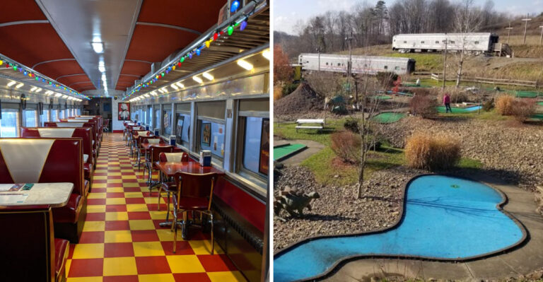 You Can Dine In A Train Car, Play Mini Golf, And Spot Dinosaurs At This Pennsylvania Roadside Stop