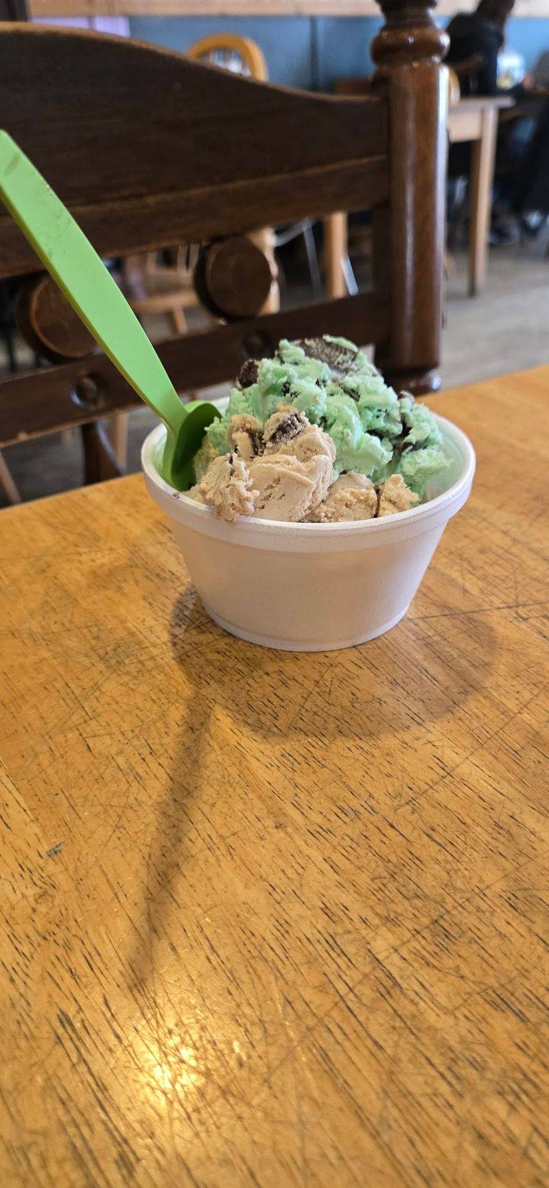 Books, Cones, and Trail Legs at Falling Rock Cafe & Bookstore, Munising Books, Cones, and Trail Legs at Falling Rock Cafe & Bookstore, Munising