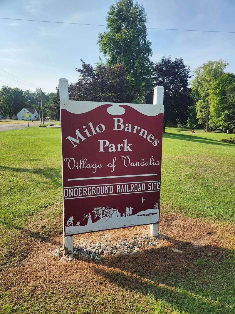 Milo Barnes Park Underground Railroad Marker, Vandalia
