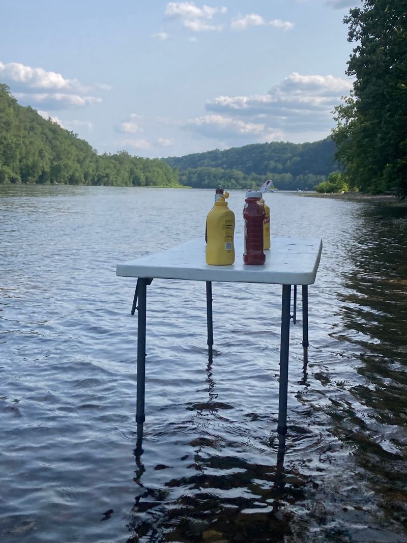Picnic Tables Planted Right in the River Picnic Tables Planted Right in the River
