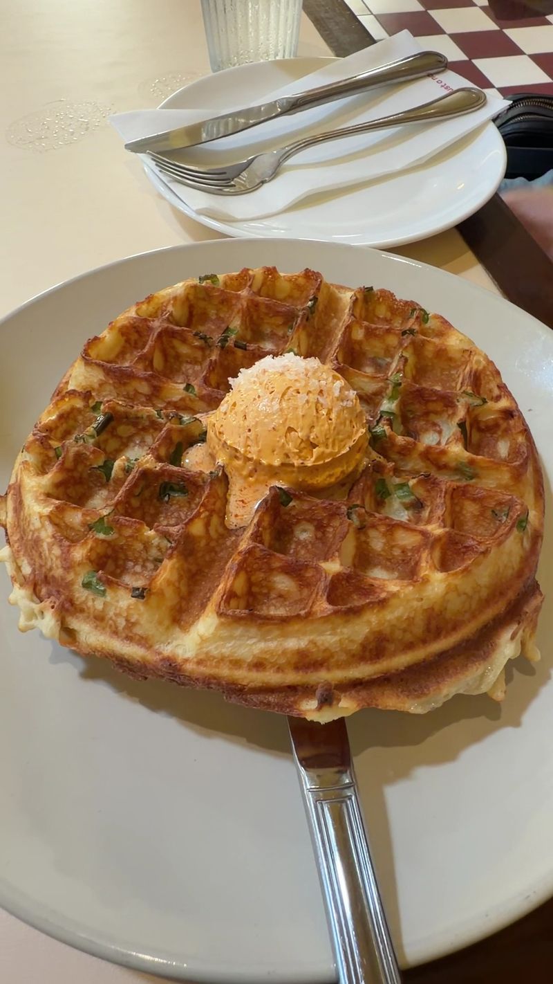 Scallion Waffle With Sambal Honey Butter