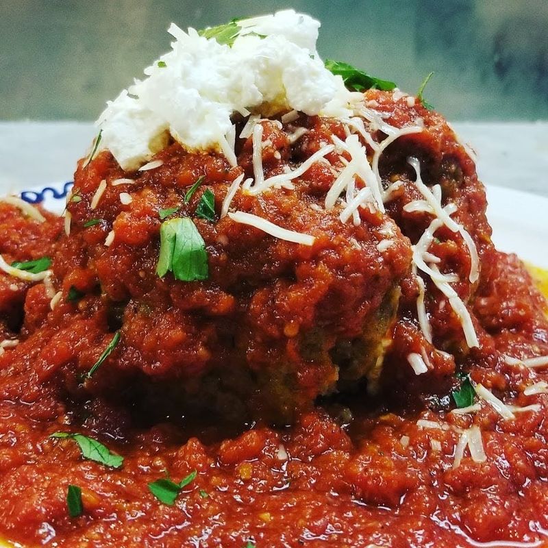 The Famous Stuffed Meatball Is Nearly the Size of a Softball