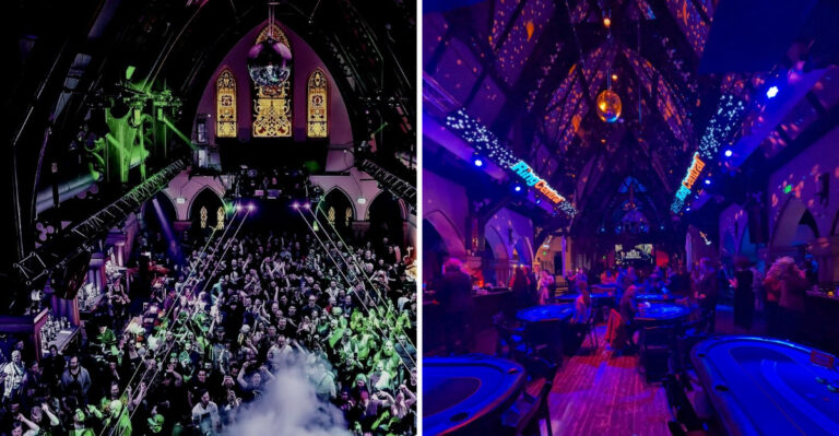 Stained Glass and Gothic Arches Surround the Dance Floor at This Denver, Colorado Nightclub
