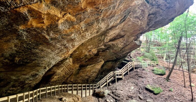 This Ohio Hike Rewards You With A Huge Cave And A Serene Waterfall