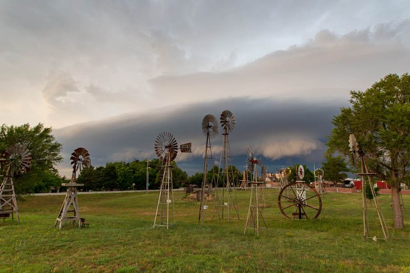 A Windmill Park on the Edge of Town
