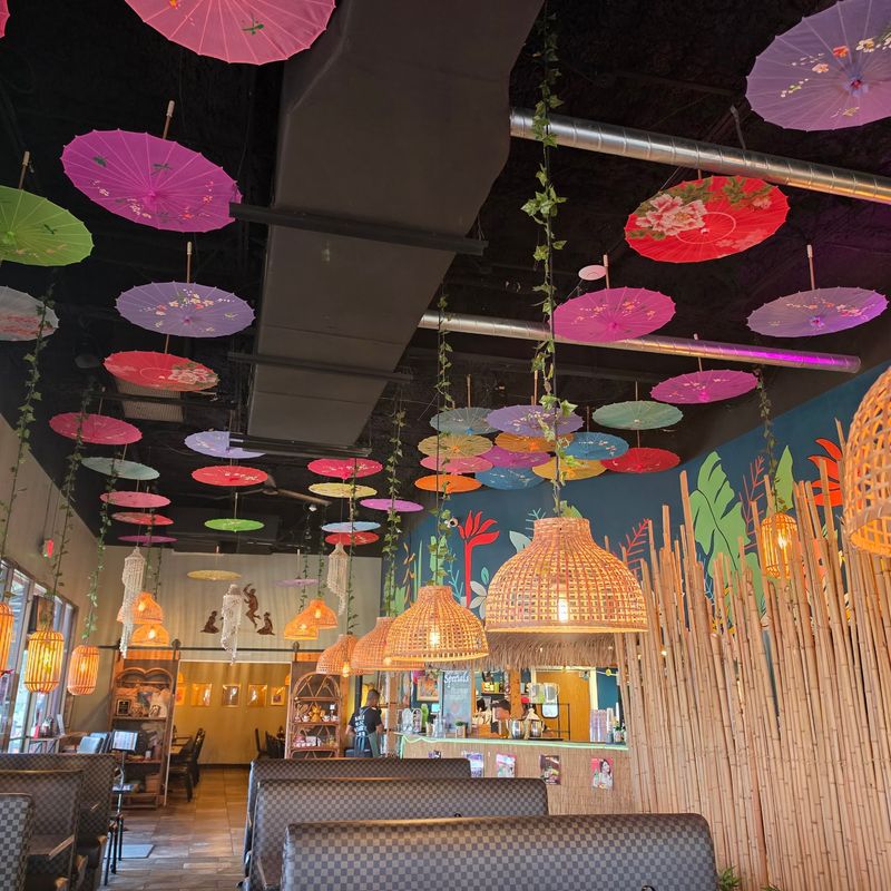 Colorful Parasols and Playground Fun