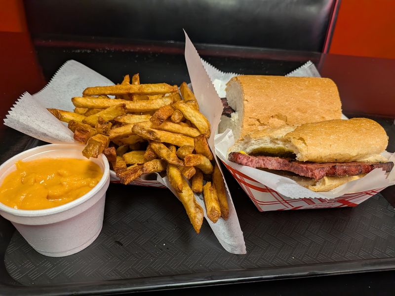 Char Burgers, Cheddar Sauce, and the Salami Surprise Char Burgers, Cheddar Sauce, and the Salami Surprise