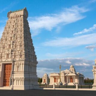 This North Carolina Temple Hides An 87-Foot South Indian Tower Right In The Suburbs