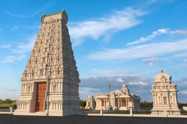 This North Carolina Temple Hides An 87-Foot South Indian Tower Right In The Suburbs