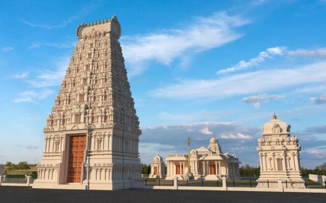 This North Carolina Temple Hides An 87-Foot South Indian Tower Right In The Suburbs