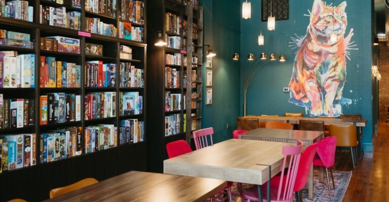 This Illinois Rainy-Day Hangout Combines 500+ Board Games, Snacks, and a Room Full of Adoptable Cats